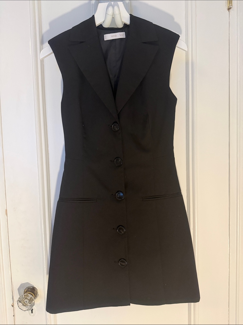 Mango Black Sleeveless Button-Front Mini Dress - Picture 5 of 10
